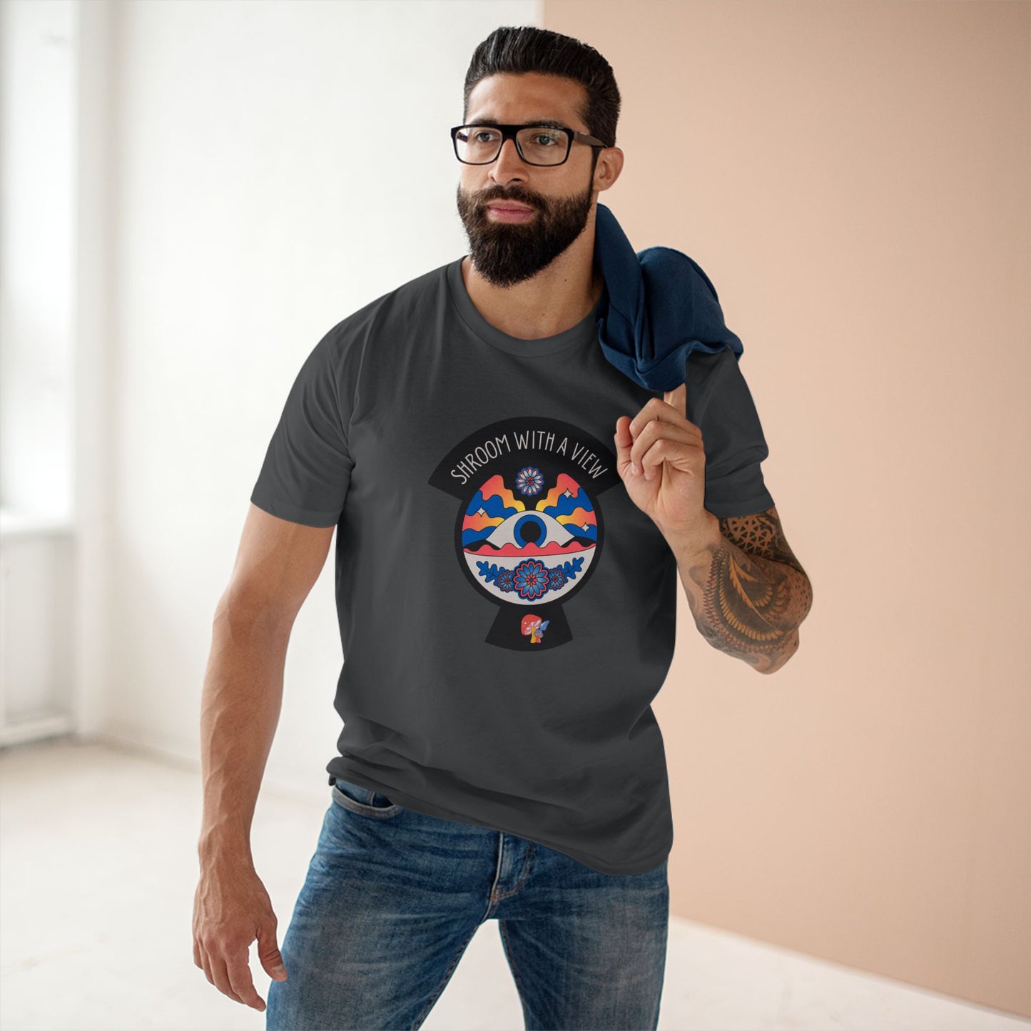 Colorful Mushroom Themed Tee, Trendy Adult T-Shirt, Casual Outfit, Gift for Nature Lovers, Psychedelic Art Shirt, Bohemian Style Top