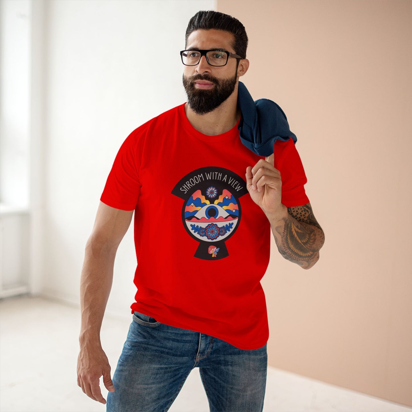 Colorful Mushroom Themed Tee, Trendy Adult T-Shirt, Casual Outfit, Gift for Nature Lovers, Psychedelic Art Shirt, Bohemian Style Top
