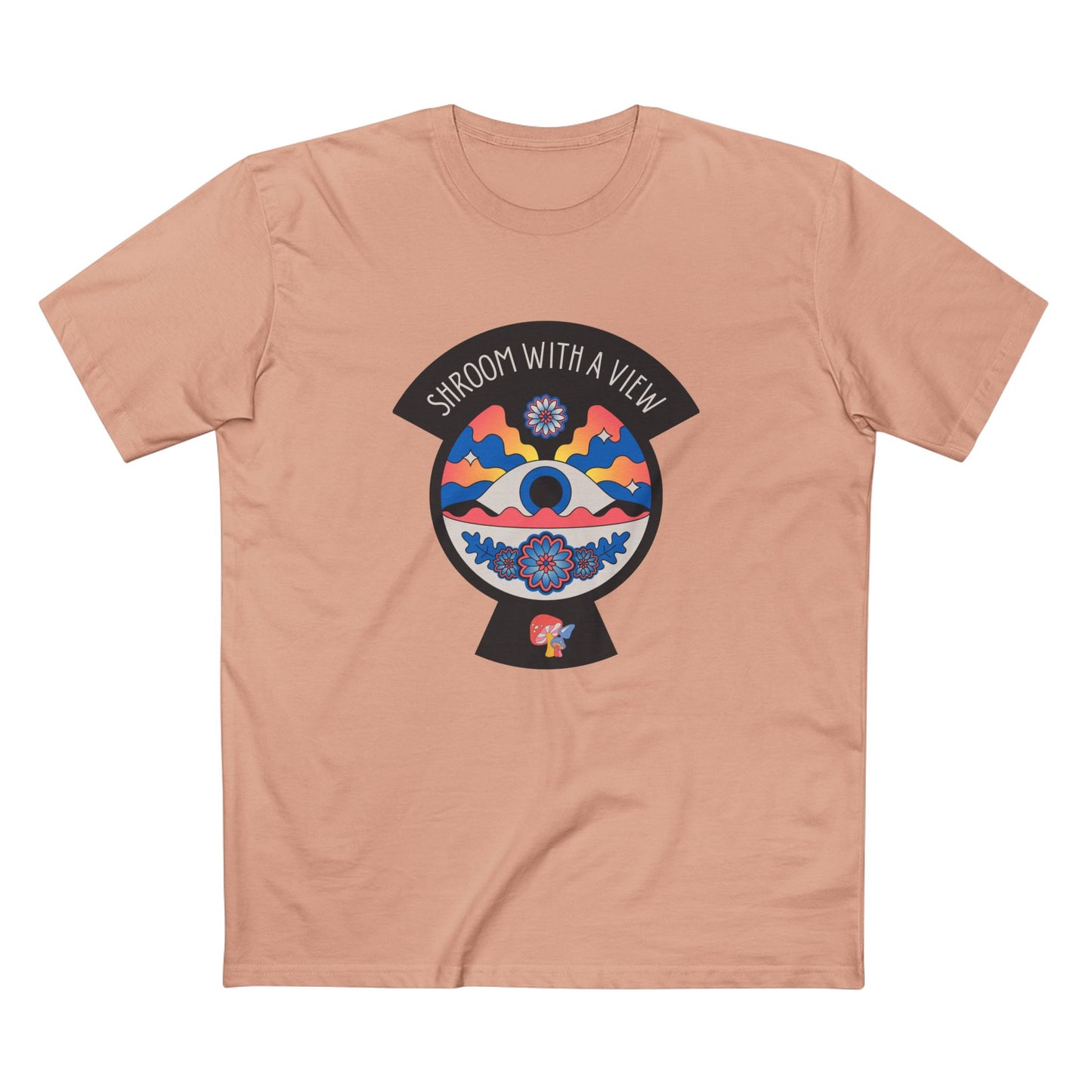 Colorful Mushroom Themed Tee, Trendy Adult T-Shirt, Casual Outfit, Gift for Nature Lovers, Psychedelic Art Shirt, Bohemian Style Top