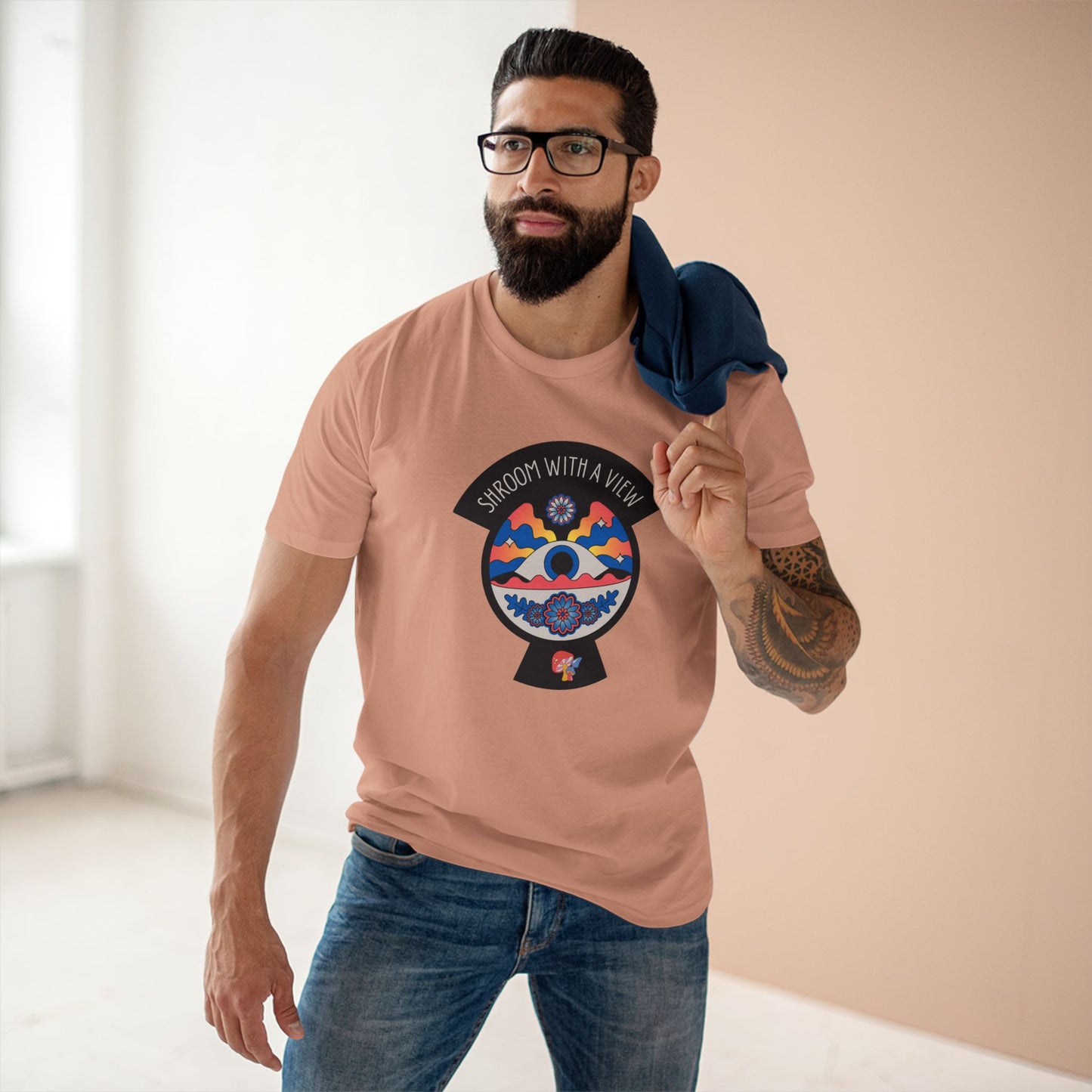 Colorful Mushroom Themed Tee, Trendy Adult T-Shirt, Casual Outfit, Gift for Nature Lovers, Psychedelic Art Shirt, Bohemian Style Top